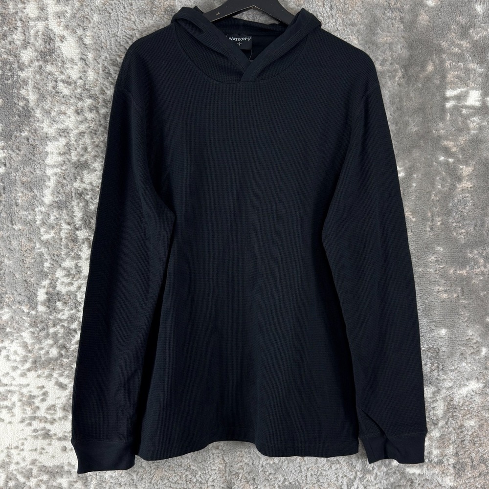 NEW Watsons Size L Ribbed Minimalist Hoodie Sweater‎ Black Pullover Casual NWT